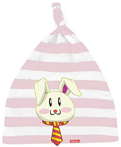 Hariz - Gorro para bebé, diseño de rayas, conejo de Pascua, gafas de sol, animales, guardería, incluye tarjeta de regalo blanco y azucarero rosa