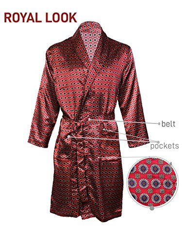 Harvey James Albornoz kimono de satén, cachemir, para hombre Marrón Vestido granate XL