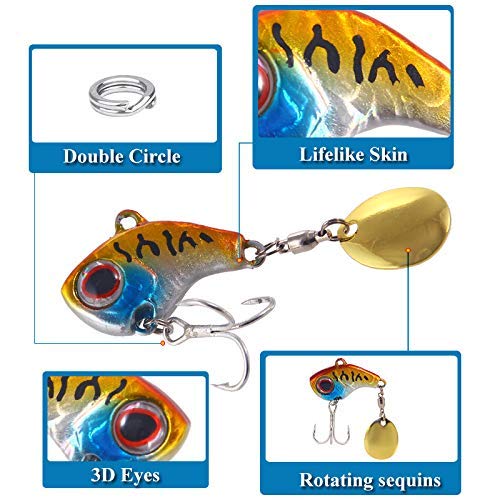 HASAKA 6PCS Señuelos de Pesca Señuelo de Plantilla de Metal Crankbait Casting Sinker Cucharas Cebos Spinner Señuelos Trucha Kit de cebos Spinner Metal Duro