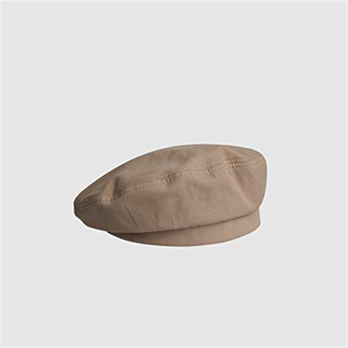 Hat Gorro de Panadero for Mujer Pintor Primavera y Verano, algodón de Las señoras de la Boina del Casquillo del Visera del Sombrero de Las Mujeres Hat (Color : Khaki, Size : 56-58cm)