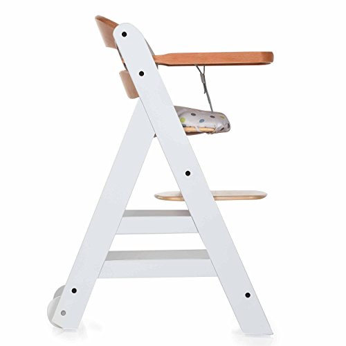 Hauck Beta Plus Newborn Set - Trona evolutiva con hamaca para recién nacidos, cojín y bandeja - Trona bebe convertible- Silla Trona Madera haya - Blanco/Nature