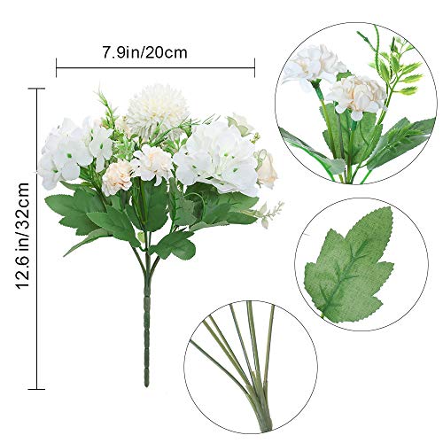 Hawesome Mini Ramo Artificial de Rosa Hortensia 3 Piezas Ramo de Flores de Nupcial de Seda decoración de hogar de Bodas Azul Rosa Violeta Blanco