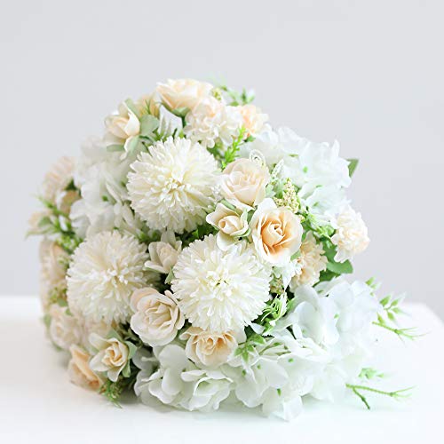 Hawesome Mini Ramo Artificial de Rosa Hortensia 3 Piezas Ramo de Flores de Nupcial de Seda decoración de hogar de Bodas Azul Rosa Violeta Blanco