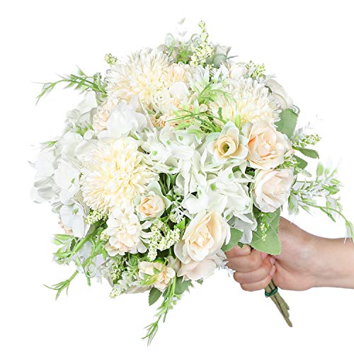 Hawesome Mini Ramo Artificial de Rosa Hortensia 3 Piezas Ramo de Flores de Nupcial de Seda decoración de hogar de Bodas Azul Rosa Violeta Blanco