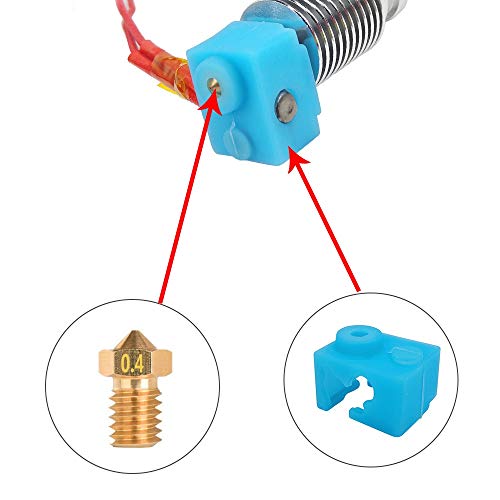 HAWKUNG Silicona Calcetín Impresora 3D, 3 V6 de Alta Temperatura de la Resistencia de Silicona Cubierta del Bloque + 3 V6 de 0,4mm de latón Boquilla Compatible con V6 Extrusora Hotend, Azul