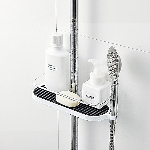 Hawsam Sin Taladrar Estante de Ducha para Barra de Ducha - Estantería de Baño para el Champú, Ajuste 19mm-25mm Riel (1Pieza)