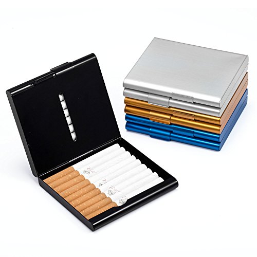 HBF Pitilleras para Hombre Caja De Cigarillo Metal Pitillera Cigarrillos Hombre para Introducir 20 Cigarrillo Negro