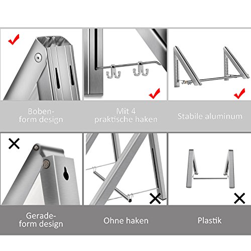 hblife Acero Inoxidable Perchero de Pared De Ropa Aluminio Modelo Percha Plegable Gancho para Ahorrar Espacio