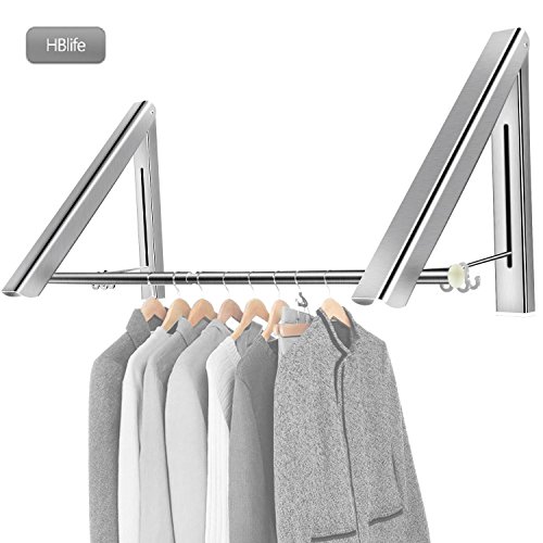 hblife Acero Inoxidable Perchero de Pared De Ropa Aluminio Modelo Percha Plegable Gancho para Ahorrar Espacio