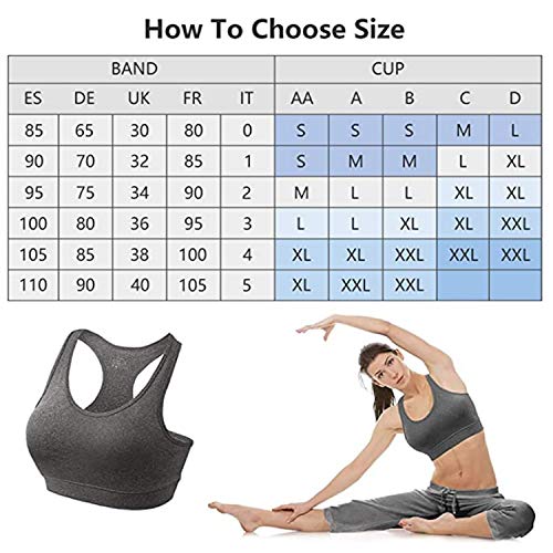 HBselect Sujetador Deportivo Mujer Material Cómodo Sin Costuras Almohadilla Desmontable para Gimnasio Yoga Bailar