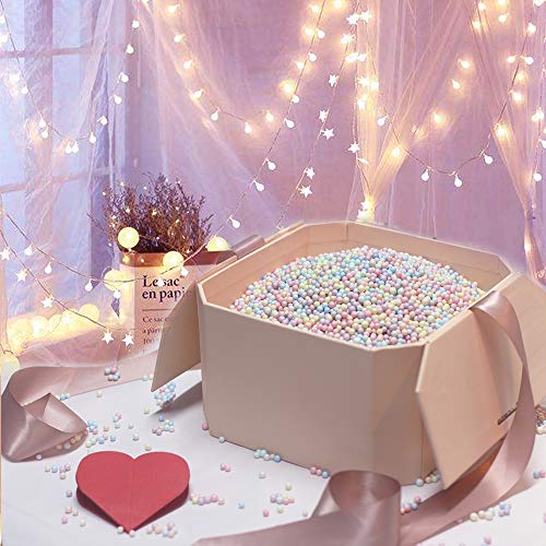 Hbsite Caja de regalo de reutilizable Creative box con caja de regalo sorpresa con relleno (cuentas de espuma de color) para bodas, cumpleaños, Navidad 21 * 21 * 12 cm