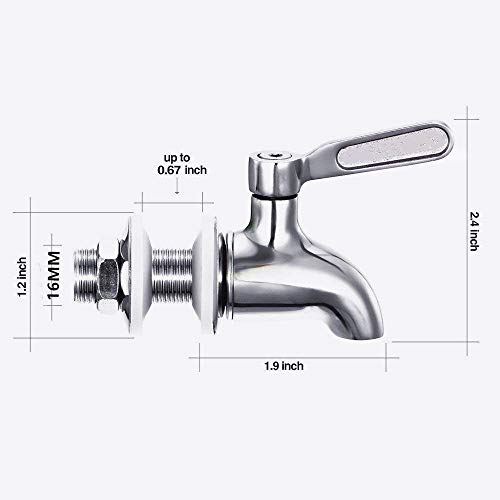 Hbsite Grifo acero inoxidable dispensador,de bebidas de acero inoxidable Grifo de cerveza Se adapta al dispensador de agua de 5/8 pulgadas Grifo de vino para jugo de reemplazo 16mm del dispensador