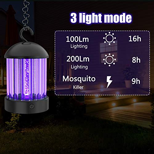 HBUDS Lampara Mata Mosquito, Electrico Mata Insectos y Repelente de Insectos UV Linterna 2 en 1 Trampa de Insecto USB Impermeable Cargador para Recamaras, Cocinas, Jardin, Yarda, Patios, Campamentos