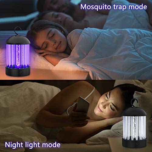 HBUDS Lampara Mata Mosquito, Electrico Mata Insectos y Repelente de Insectos UV Linterna 2 en 1 Trampa de Insecto USB Impermeable Cargador para Recamaras, Cocinas, Jardin, Yarda, Patios, Campamentos