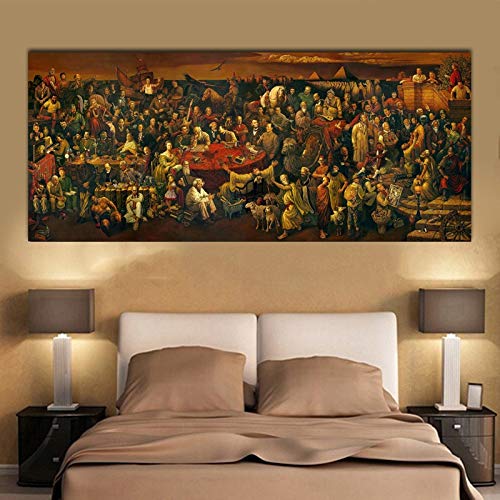 HCHD Pintura Famosa Ilustraciones de la Lona Discutiendo la Divina Comedia con Dante Wall Art imágenes Imprimir Carteles for la Sala de Estar (Size : 70x165cm)