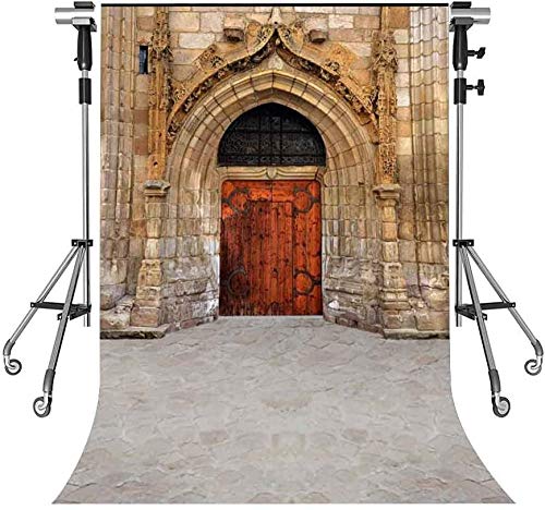 HD 7x10ft European Architecture Backdrop Wooden Door Brick Wall Background Themed Party Photo Booth Youtube Backdrop SHMT048