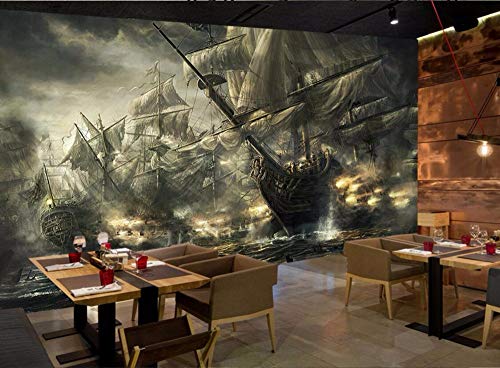 HDOUBR Papel Tapiz fotográfico Personalizado Fresco Vintage Nostalgia Barco Pirata KTV Tema Montacargas Fondo de Pared, 350x245 cm (137.8 por 96.5 in)