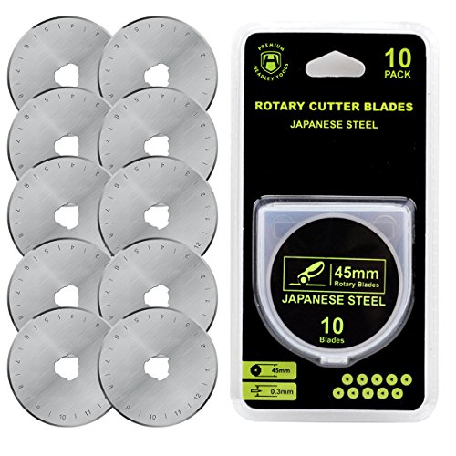 Headley Tools - Cuchilla de cúter giratorio de 45 mm, (paquete de 10 unidades), compatible con Olfa, Fiskars, Turecut