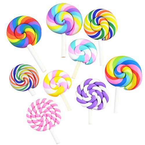 Healifty 36 piezas de arcilla Lollipop caramelo adorno DIY Rainbow Color Lolly Crafts al azar