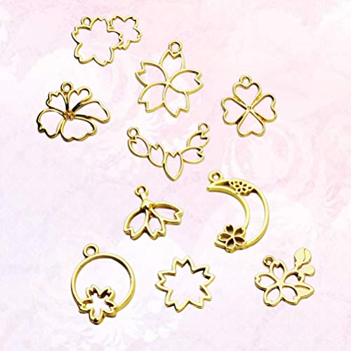 Healifty 40 piezas de bisel abierto colgantes de encanto marco en blanco forma floral colgantes de molde hueco para resina artesanal collar pulsera fabricación de joyas