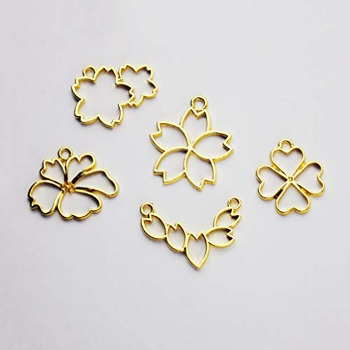 Healifty 40 piezas de bisel abierto colgantes de encanto marco en blanco forma floral colgantes de molde hueco para resina artesanal collar pulsera fabricación de joyas