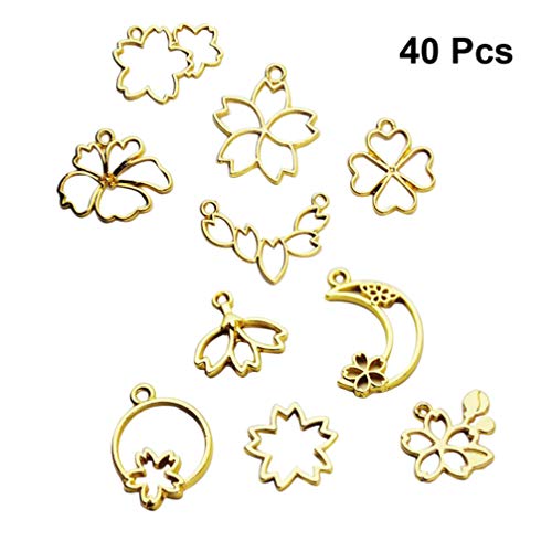 Healifty 40 piezas de bisel abierto colgantes de encanto marco en blanco forma floral colgantes de molde hueco para resina artesanal collar pulsera fabricación de joyas