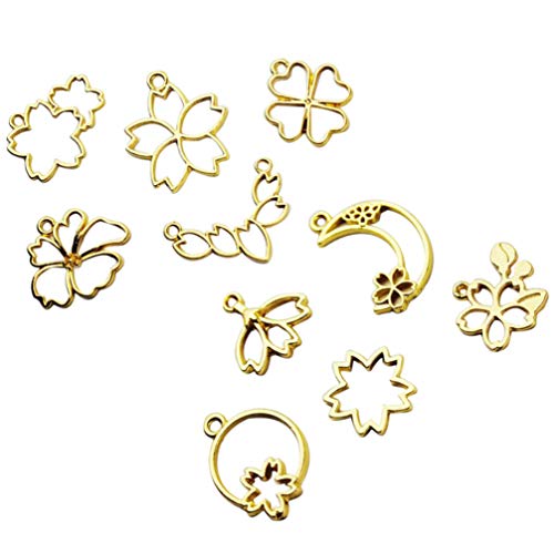 Healifty 40 piezas de bisel abierto colgantes de encanto marco en blanco forma floral colgantes de molde hueco para resina artesanal collar pulsera fabricación de joyas