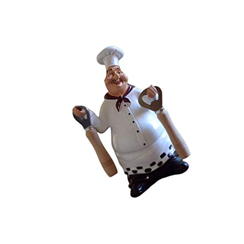 Healifty Estatua de Cocinero de Resina Retro Adorno Escultura de Chef de Estilo Americano Figuras de Chef francés Decoraciones de Cocina Gourmet -tamaño 3 (Apertura del abridor)