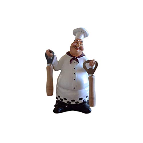 Healifty Estatua de Cocinero de Resina Retro Adorno Escultura de Chef de Estilo Americano Figuras de Chef francés Decoraciones de Cocina Gourmet -tamaño 3 (Apertura del abridor)