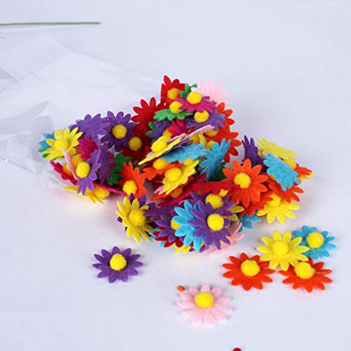 Healifty fieltro flores tela adornos florales parches de costura de flores para manualidades diy artesanía accesorios para el cabello calcomanías de ropa 200 piezas