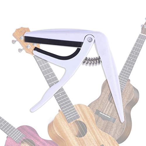 HEALLILY - Cejilla para ukelele o guitarra, cambio rápido, accesorios para guitarra acústica, guitarra eléctrica, ukelele, bajo, banjo, mandolina, blanco