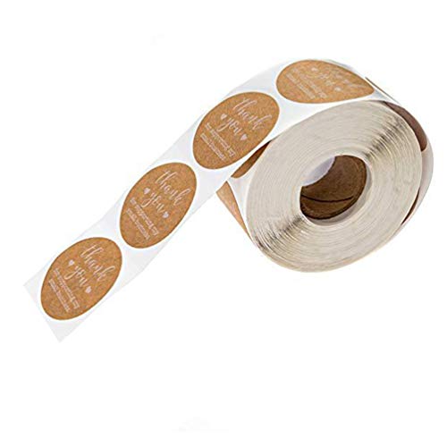 HEALLILY kraft pegatinas de papel sellado gracias sacas las etiquetas de la etiqueta redondas para hornear bolsa de embalaje 500 1 rollo