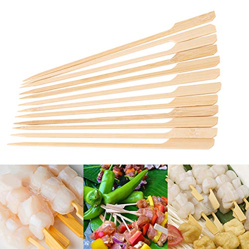 heavenlife 100 Piezas Brochetas de Bambú para Barbacoa, 12cm Pinchos Palillos de Bambú, Madera Parrilla Palos Pincho, Palitos de Cóctel para Buffets BBQ Kebabs Aperitivos Hamburguesas Verduras Frutas