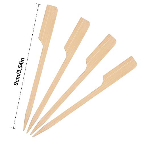 heavenlife 100 Piezas Brochetas de Bambú para Barbacoa, 9cm Pinchos Palillos de Bambú, Madera Parrilla Palos Pincho, Palitos de Cóctel para Buffets BBQ Kebabs Aperitivos Hamburguesas Verduras Frutas