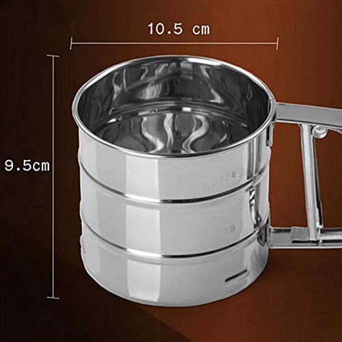 Hebudy Flour Sifter Cup Agitador de harina de malla de acero inoxidable con medición de harina Tamiz de copa Forma de horneado Accesorios para harina Glaseado de azúcar