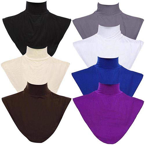 heDIANz Falso Collar Hijab Mujeres Modal Musulmán Islámico Color Puro Cuello Cubierta Bufanda De Bucle Beige