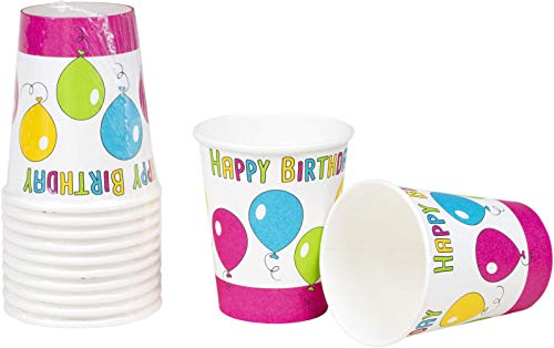 Heku 30005 - Juego de vajilla desechable con Platos, Vasos y servilletas, 120 Piezas, Happy Birthday.