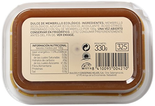 Helios Dulce de Membrillo Ecológico - 330 gr - , Pack de 6