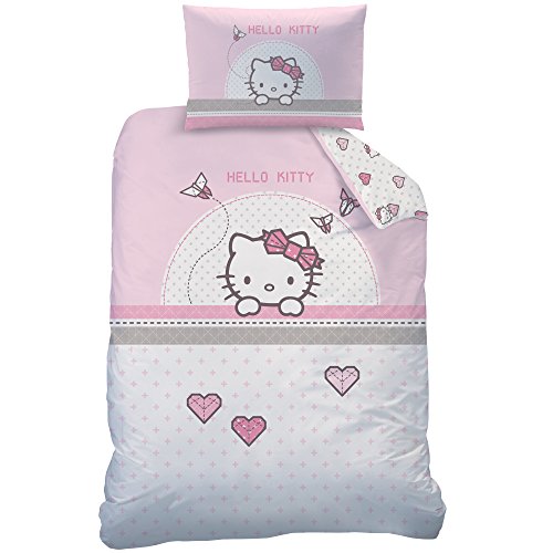 Hello Kitty 045284 Kite Juego de Cama, algodón, Rosa, 100 x 135 cm