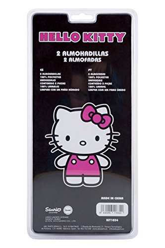 Hello Kitty KIT1034 Juego de 2 Almohadillas para cinturón de Coche Rosas universales, Negro/Rosa, Set de 2