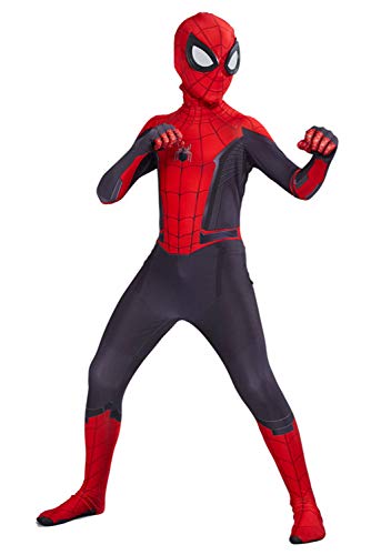 helymore Halloween Mono de Superheroe de Cosplay de Pelicula Jumpsuit Ajustado con Estampado de Arana, Altura Adecuada 130cm-140cm