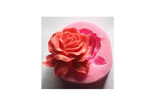 Hemore Flor Rosa Grande de Silicona Molde Utensilios decoración Fondant Galletas 3D Molde jabón Molde Chocolate