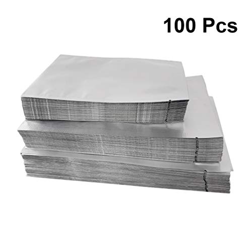 Hemoton 100 unids Silver Mylar Bolsas Planas de Aluminio Bolsa de Embalaje Bolsa de Almacenamiento de Alimentos a Granel 8x12