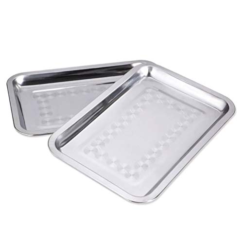 Hemoton 4 Piezas Bandeja de Servicio Bandeja Rectangular de Acero Inoxidable Comida Fruta Pan Bandeja de Postre Merienda Vajilla para Barbacoa Hogar Comedor 20 Cm / 32 Cm / 36 Cm / 40 Cm