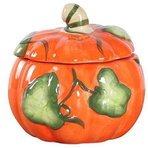 Hemoton Tazón de Dulces Bocadillo Tarro de Calabaza Decorativa Platos de Dulces Recipiente de Almacenamiento de Alimentos de Cerámica con Tapa Ornement de Halloween 15. 5X15. 5X14. 5Cm