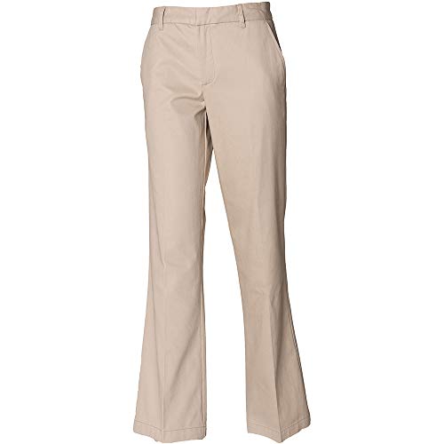 Henbury - Pantalones chinos con pliegues para trabajar con recubrimiento resistente a las manchas de Teflon® hombre caballero (Cintura 112cm x inacabados/Azul marino)