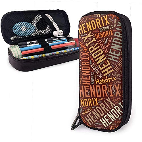 Hendrix - Apellido americano Estuche de lápices de cuero de gran capacidad Estuche de lápices Estuche de papelería Organizador Bolígrafo de maquillaje de oficina Estuche de papelería para estudiantes