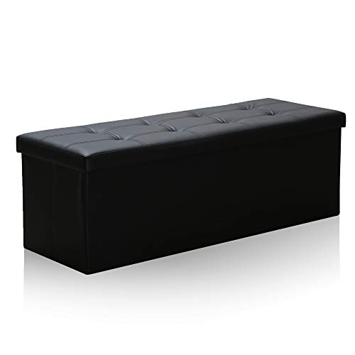 Hengda Taburete para almacenaje, Otomanas Infantil, Plegable Taburete, con Caja de Almacenamiento con Tapa, 110 x 38 x 38 cm, máxima de 300 kg, Negro