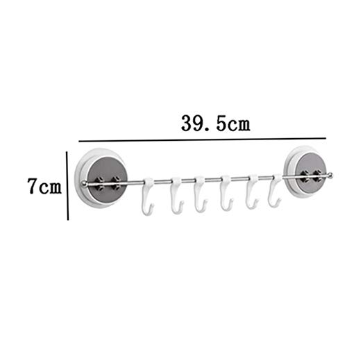 Hengxing - Perchero para cocina (acero inoxidable, sin taladrar, ganchos de plástico)