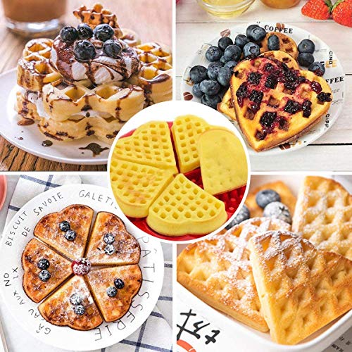 HENJI Molde Gofres Silicona, Moldes Waffle, Galletas para Tarta Muffin Cocina Herramientas, para Lavavajillas, Horno, Microondas, Refrigerador